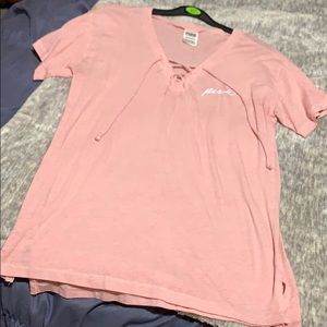 NWOT VS Pink lace up shirt